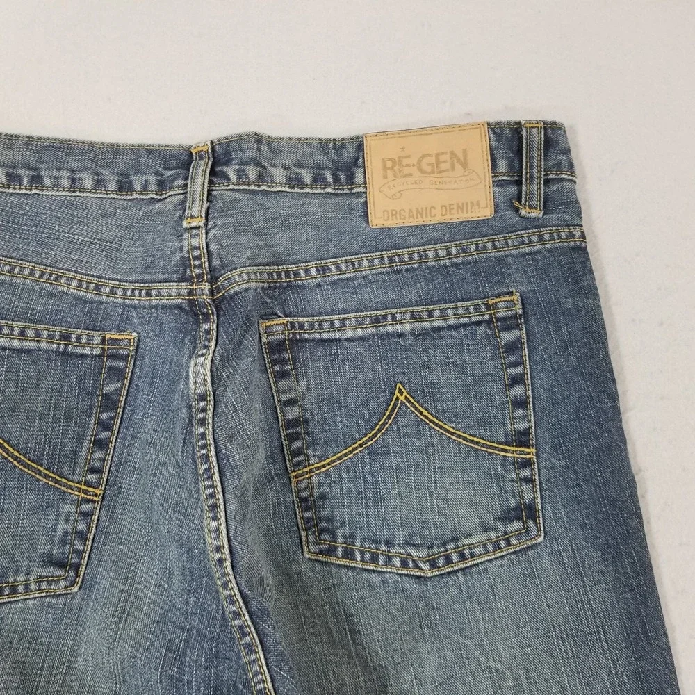 Re-Gen Jeans mens 36 x 30 relaxed loose baggy straight blue organic cotton pants